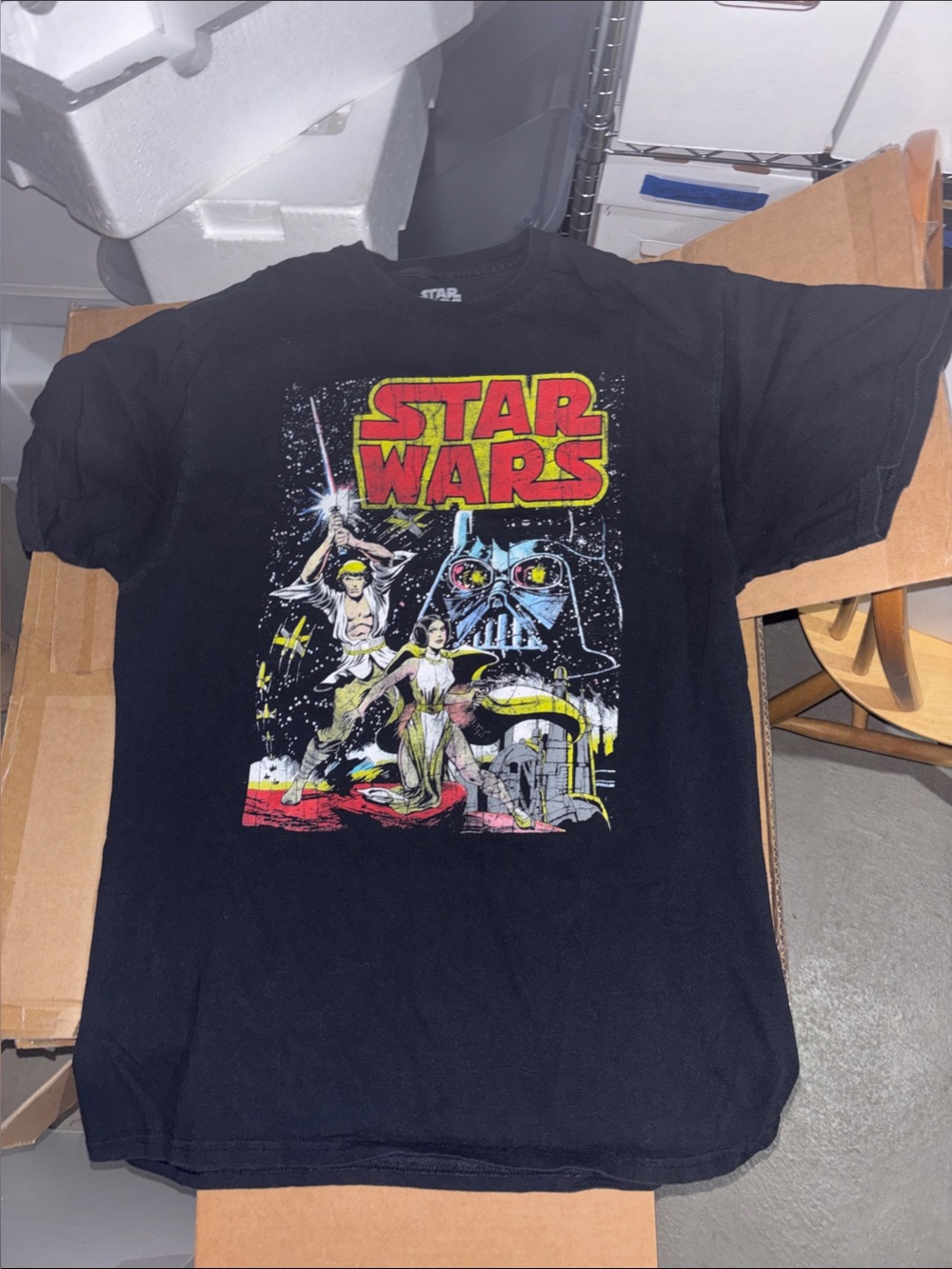 Star Wars Black Tee with Retro Red & Yellow Logo